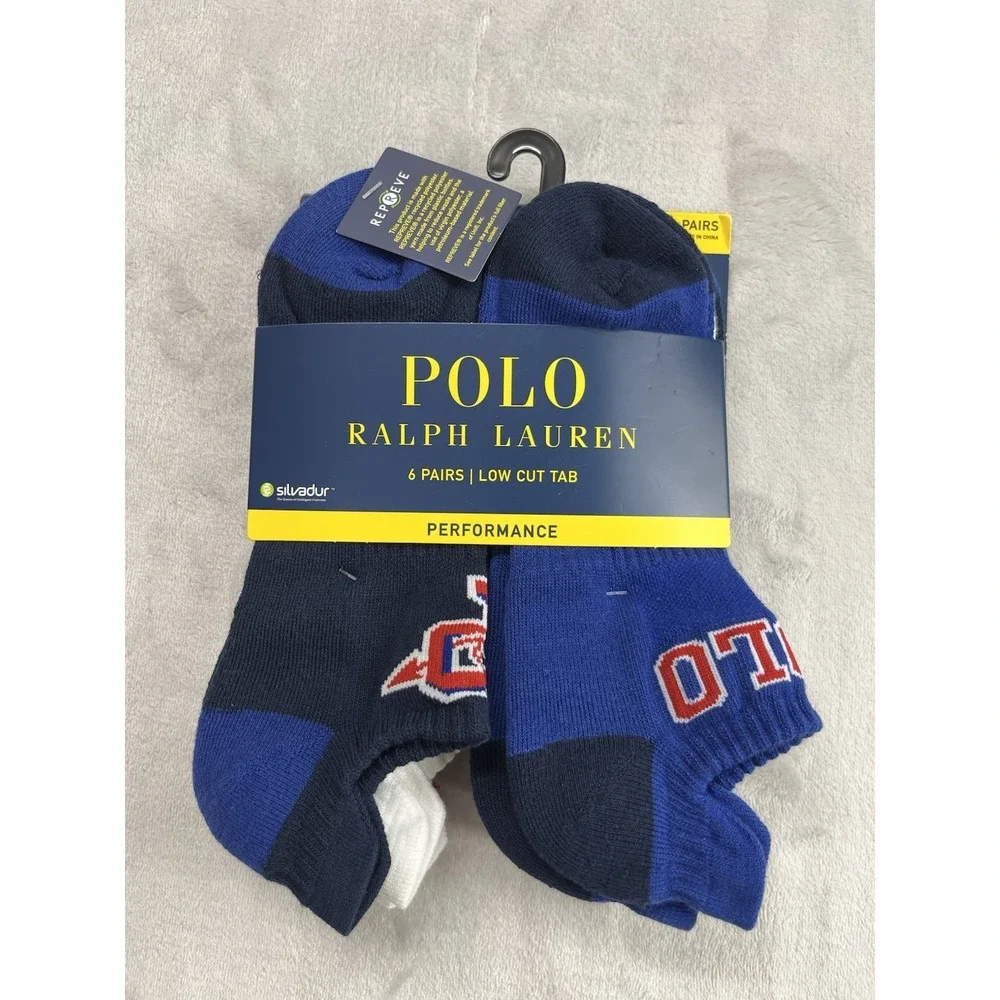 Polo Ralph Lauren 6 Pairs Socks Men 10-13 Multicolor Low Cut Tab Performances